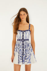 Off-White Porcelain Garden Buttoned Mini Dress