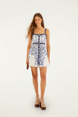 Off-White Porcelain Garden Buttoned Mini Dress