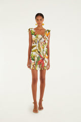 Sand Florart Short Sleeve Mini Dress