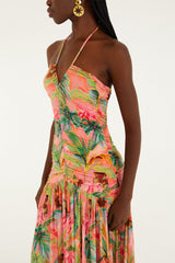Soft Pink Pool Time Ruched Sleeveless Midi Dress