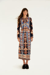 Multicolor Tapestry Fringes Knit Skirt