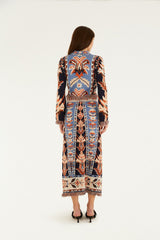 Multicolor Tapestry Fringes Knit Skirt