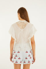 Off-White Blouse With Appliqués