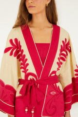 Pink Spring Arabesc Cutwork Kimono