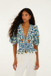 Off-White Flora Tile Smocked Blouse
