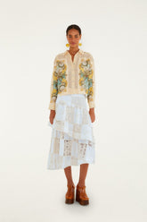 Off-White Scarf Eyelet Layered Maxi Skirt