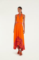 Orange Fruit Richelieu Artisanal Maxi Dress
