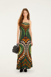 Multicolor Heart Deco Slip Maxi Dress