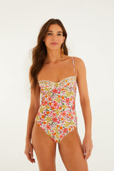 Off-White Banana Flowers One Piece Swimsuit