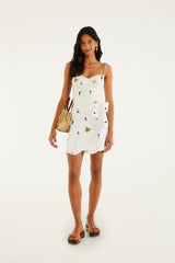 Off-White Cool Day Embroidered Beaded Mini Dress