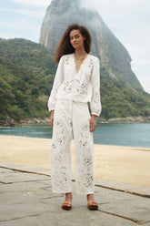 White Richelieu Twill Pants
