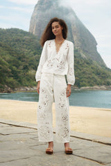 White Richelieu Twill Pants