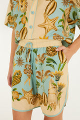 Soft Blue Marine Garden Shorts