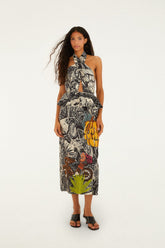 Ruta Beige Embroidered Maxi Dress