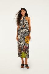 Ruta Beige Embroidered Maxi Dress