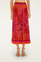Pink And Orange Seashell Crochet Midi Skirt
