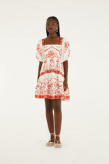Red Porcelain Garden Mini Dress