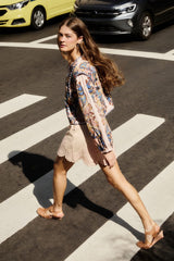 Soft Pink Geometric Richelieu Twill Mini Skirt
