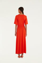 Red Artsy Flora Cut-Out Maxi Dress