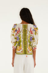 Sand Tropical Scarf Blouse