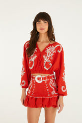 Red Richelieu Blouse