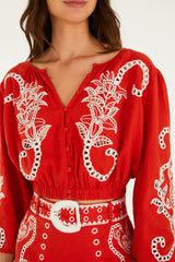 Red Richelieu Blouse