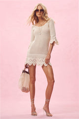 Krisella Scalloped Crochet Mini Dress