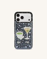 Pearl Martini Embellished Phone Case - Black