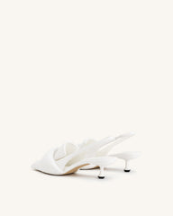 Carla Soft Padded Kitten Heel Pumps - White