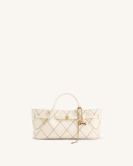 Maeve Quilting Dachshund Metal Charm Tote Bag - White