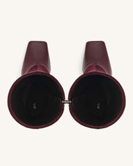 Reyna Square Toe Platform Knit Boots - Claret Red