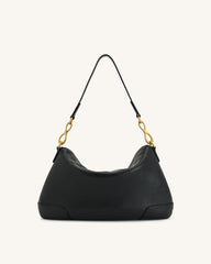 Jayla Metal Pendant Embellished Shoulder Bag - Black
