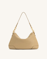 Jayla Metal Pendant Embellished Shoulder Bag - Khaki