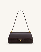 Eloise Woven Shoulder Bag - Dark Brown