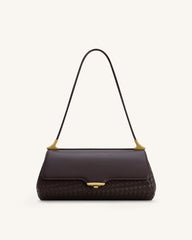 Eloise Woven Shoulder Bag - Dark Brown