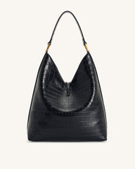 Aria Shoulder Bag - Black Croc