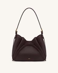 Mabel Soft Bow Shoulder Bag - Dark Brown