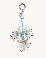 3D Embroidered Lily Bag Charm - Ice Blue