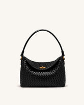 Lucia Woven Hobo Bag - Black