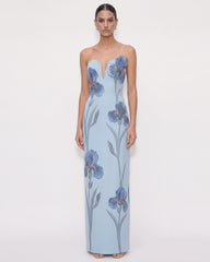 Iris Embroidered
Notch Neck Strapless Maxi Dress
- Light Blue