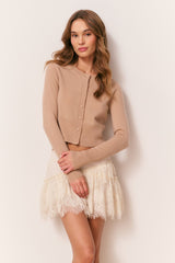 Adeanne Soft Cashmere Cardigan - TOFFEE