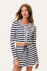 Avanette Striped Stretch Knit Cardigan