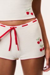 Nandie Crochet Cherry Mini Shorts