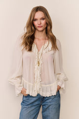 Avee Silk Ruffle Blouse