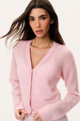 Breckie Sheer Alpaca Cardigan - BLUSHBERRY