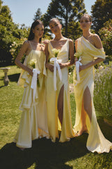 Isadora Off The Shoulder Gown in Butter Yellow