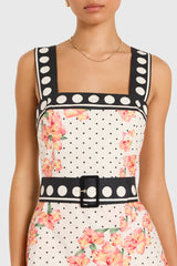 Lena Skort Romper in Hibiscus Dot