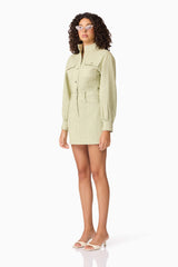CURAAE Gretal Long Sleeve Mini Dress in Green