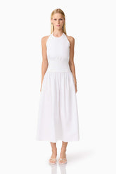 CURAAE Belle Halter Midi Dress in White