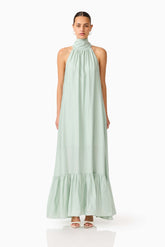 CURAAE Isaline Halter Maxi Dress in Sage Green
